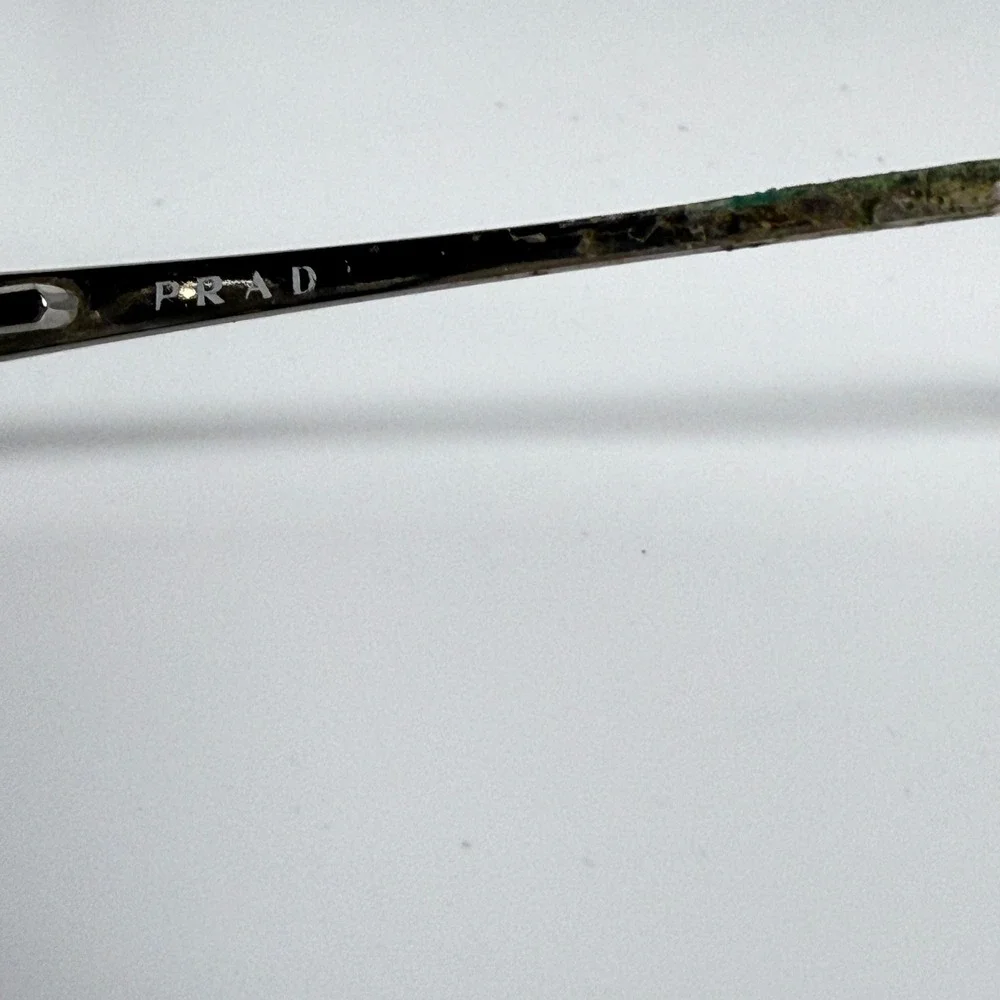 Prada VPR 67H Silver‎ Rhinestone Rectangle Eyeglasses 51-16-130 1BC-1O1 Metal